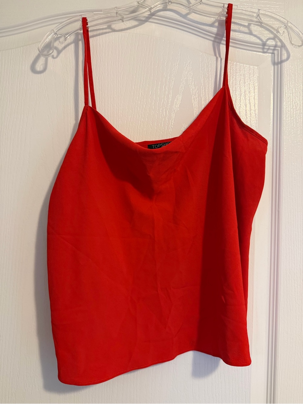 Topshop Red Satin Cowl Neck Cami